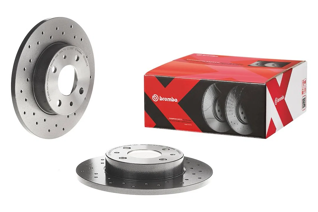 0850851XC02 – BREMBO Brake Rotor, Solid Cross Drilled One Piece Design Wheel Bolt Pattern 4 x 98 Millimeter 240.5 Mil...